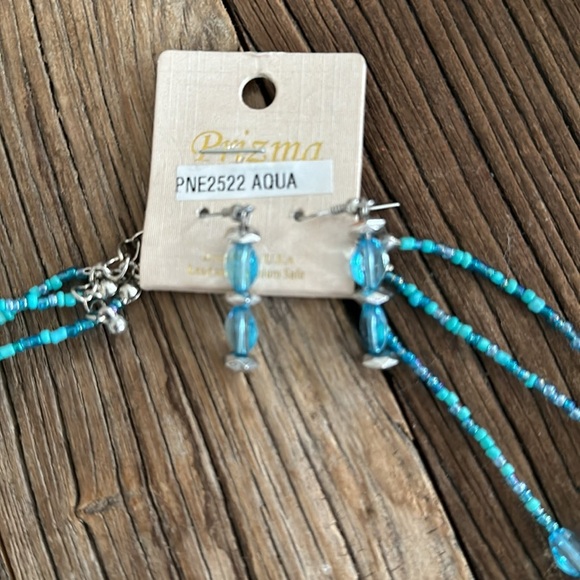 Aqua Blue Necklace and Matching Earrings - Picture 2 of 3